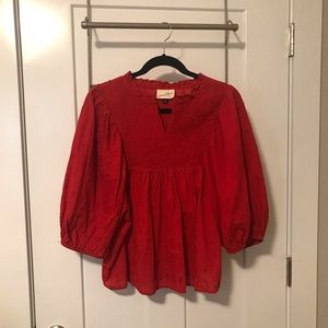 Red Peasant Blouse